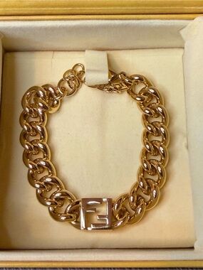 FENDI Forever Fendi Gold Tone Bracelet Adjustable 7-9” Length $600 Retail